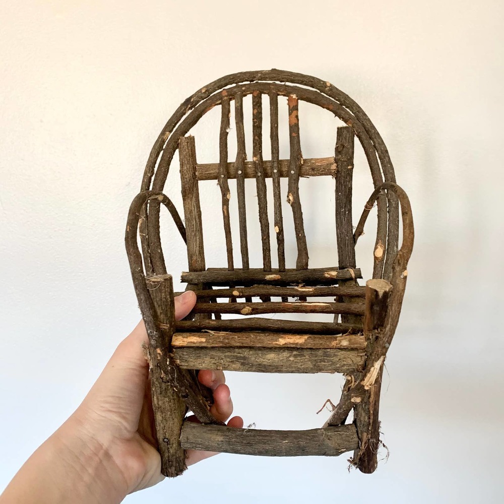 Small Raw Wooden Stick Plant Doll Candle Chair